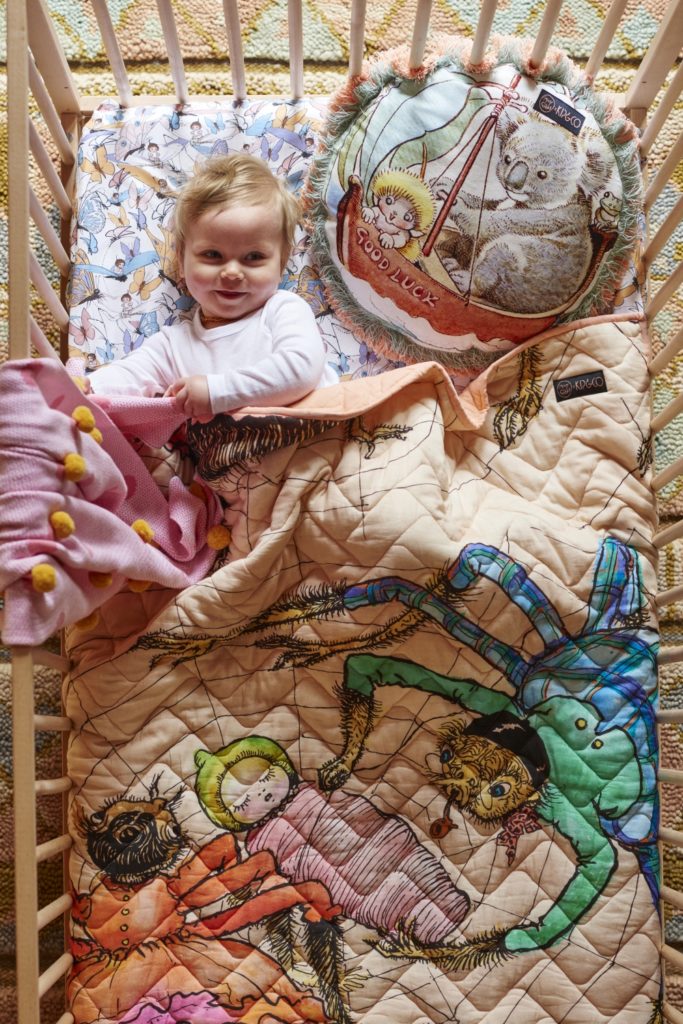 May Gibbs x Kip & Co limited edition collection - All Wrapped Up Cot Quilt