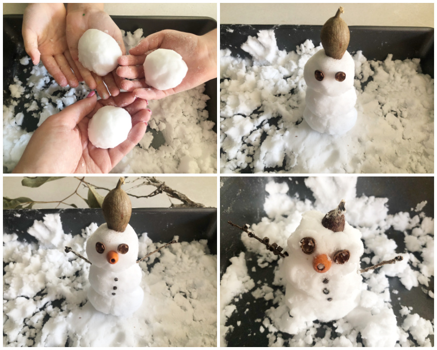 Steps to assemble Aussie snowman craft
